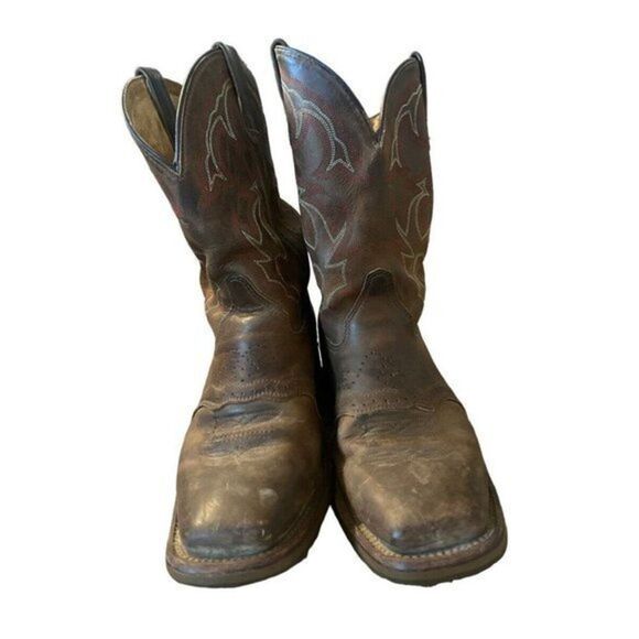 Double-H Folklore Brown Leather Roper Cowboy Work Boots DH3560 Made USA 9.5ee main image 4